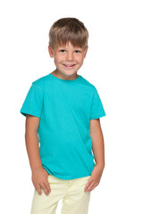 Cute little boy in a blue shirt - 77630720