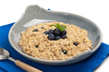Healthy Homemade Oatmeal with Blueberries for Breakfast