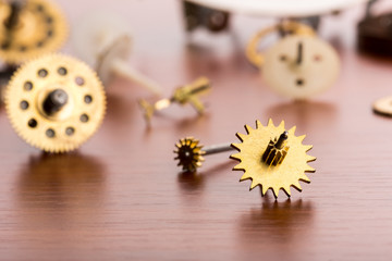 Different gears on the table closeup