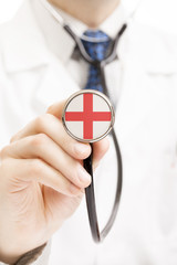 National flag on stethoscope conceptual series - England