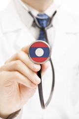 National flag on stethoscope conceptual series - Laos