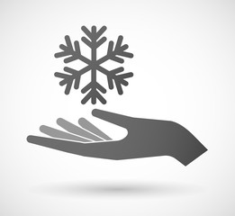 Hand giving a snow flake