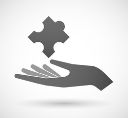 Hand giving a puzzle piece