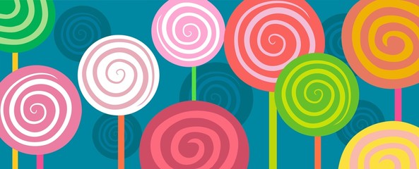 Fototapeta na wymiar spiral lollipops in oblong