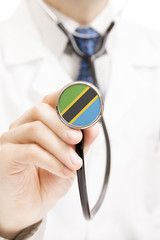 National flag on stethoscope conceptual series - Tanzania