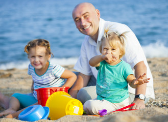 Fototapeta premium dad with daughters