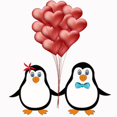 penguin couple love concept