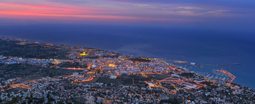 Denia port in twilight