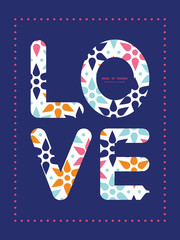 Vector abstract colorful stars love text frame pattern