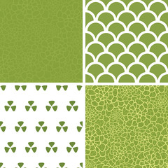 Vector abstract green natural texture set of four marching