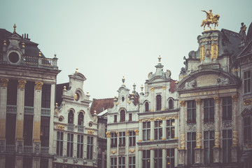 Fototapeta na wymiar Guildhalls on the Grand Place, Brussels, Belgium