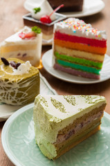 Assortment of pieces of cake, isolated on white