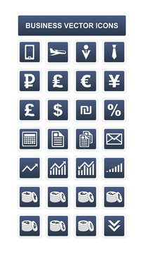 28 blue business icons - vector finance icons set