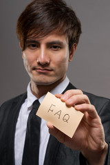 businessman with card