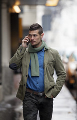 Handsome Man Talking On Mobile Phone Outdoor