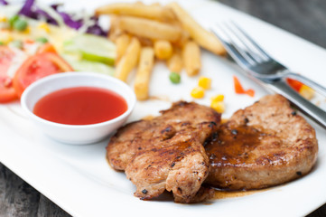 Succulent thick juicy portions of grilled fillet steak