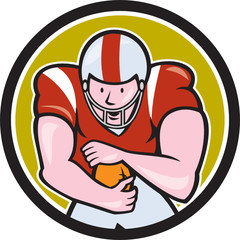 American Football Running Back Shield Cartoon