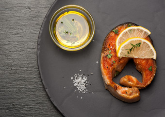 Salmon steak grilled
