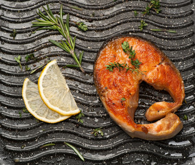 Salmon steak grilled