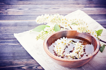 Body care and spa.Towel and flowers