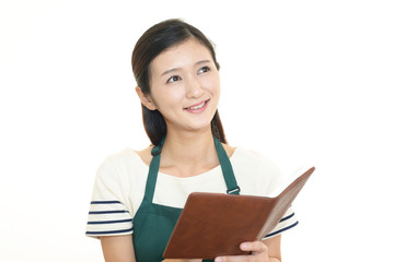Naklejka premium 微笑む主婦