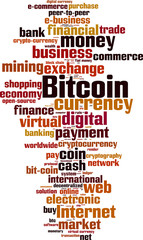 Obraz premium Bitcoin word cloud concept. Vector illustration