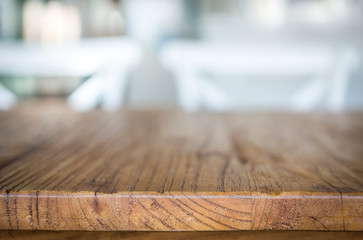 Wood table at restaurant