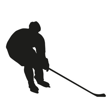Ice hockey player vector silhouette
