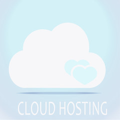 hearts   in the cloud and white  text over blue color background