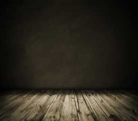 Brown wall and wooden floor interior background