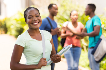 female african american university student on campus