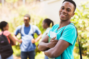 Naklejka premium african american college boy on campus