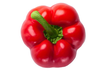 red pepper on a white background top view