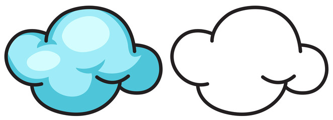 colorful and black and white cloud for coloring book