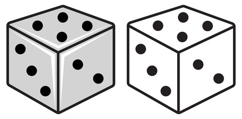 colorful and black and white dice for coloring book