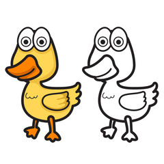 colorful and black and white duck for coloring book