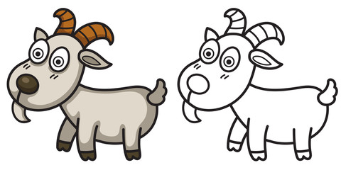 colorful and black and white goat for coloring book