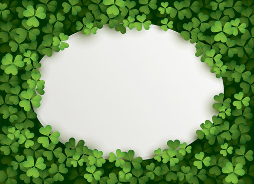 Clover leaves background with blank card
