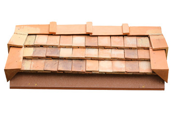 roof clay tile isolated on white background