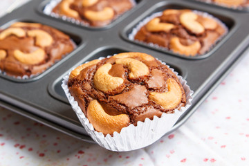 Homemade delicious brownie.