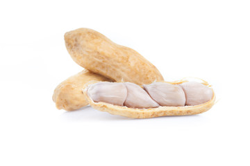 Closeup of boil peanut thai style on white background
