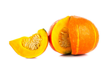 Fresh orange pumpkin isolated on white background