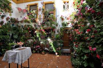Fototapeta na wymiar courtyard decorated with flowers, Cordoba, Spain