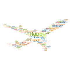 Fototapeta premium Vector conceptual travel or tourism plane word cloud