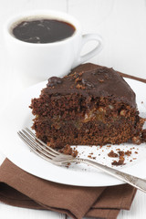 Chocolate cake and coffee