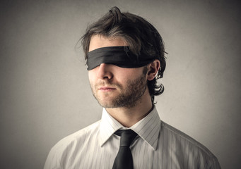 Blindfolded man