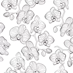 Wall murals Orchidee Seamless flower pattern with orchids phalaenopsis background