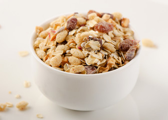 Healthy muesli breakfast in a bowl