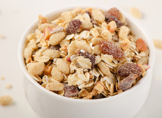 Healthy muesli breakfast in  bowl