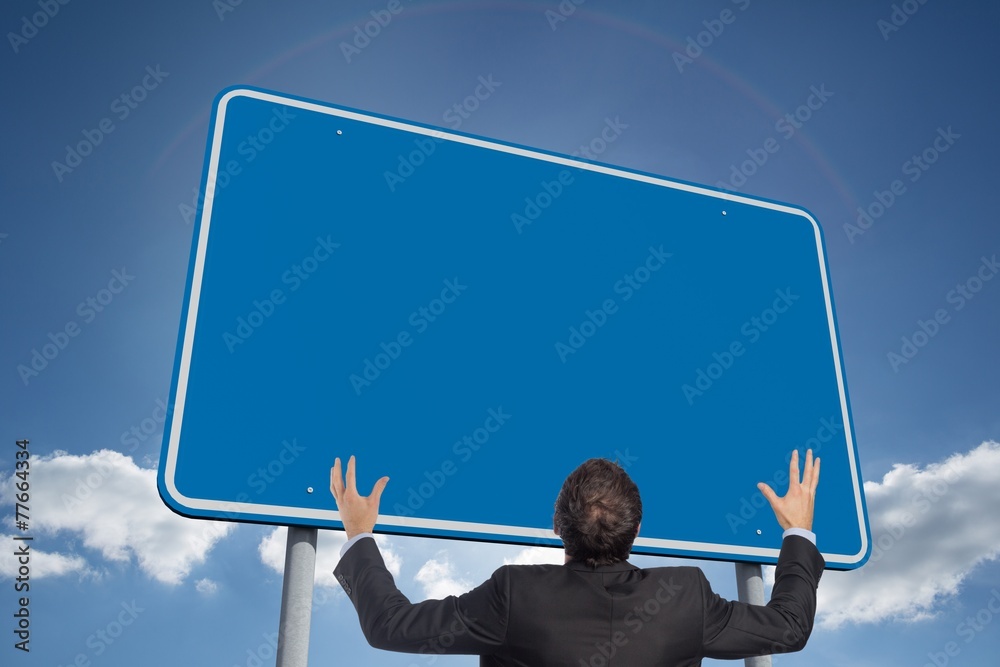 Poster composite image of gesturing businessman